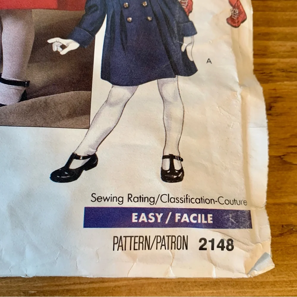 Little Vogue Sewing Pattern #2148 Loose Fitting Coat Jacket Vintage Size 6X